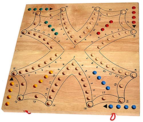 Tock Tock Knobelholz Brettspiel Large für 4 Spieler Gesellschaftsspiel mit Spielkarten für Einzel Spieler oder Teams spannendes Klappspiel aus Holz von Knobelholz.de