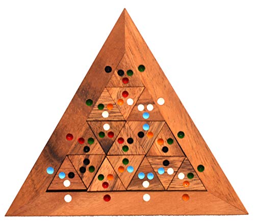 Triangle Colour Match Farbpuzzle mit dreieckigen Holzteilen und farbigen Punkten, Domino Puzzle, Kinderpuzzle, IQ Puzzle, Knobelspiel, Knobelholz Farben Puzzle, Knobelbox, Legepuzzle von Knobelholz.de