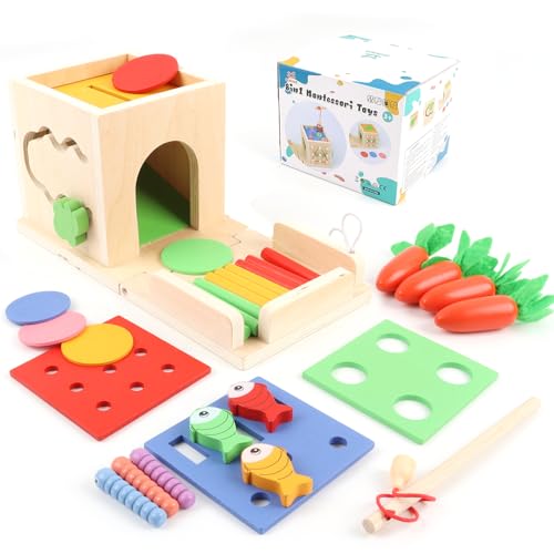 Knoiuao 8-in-1 Münzbox Holzspielzeug Set,Montessori Spielzeug ab 1 Jahr,motorikspielzeug,Sortier Stapelspielzeug,Lernspielzeug Geschenk für Kinder,Magnetisches Angelspiel,Holzspielzeug ab 1 2 3 Jahre von Knoiuao