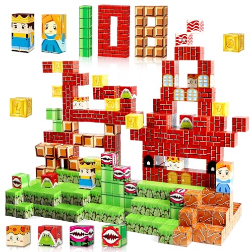 Knoiuao Magnetische Bausteine, 108 Stück Magnetic Building Blocks, Build Magnet Welt Set für Jungen und Mädchen, Montessori Bausteine Spielzeug, Geschenke für Kinder im Alter von 3 4 5 6 7 8 Jahren von Knoiuao