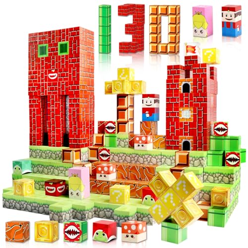 Knoiuao Magnetische Bausteine, 130 Stück Magnetic Building Blocks, Build Magnet Welt Set für Jungen und Mädchen, Montessori Bausteine Spielzeug, Geschenke für Kinder im Alter von 3 4 5 6 7 8 Jahren von Knoiuao