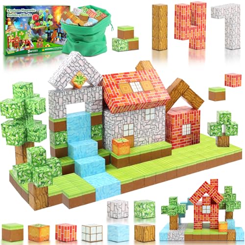 Knoiuao Magnetische Bausteine, 147 Stück Magnetic Building Blocks, Build Magnet Welt Set für Jungen und Mädchen, Montessori Bausteine Spielzeug, Geschenke für Kinder im Alter von 3 4 5 6 7 8 Jahren von Knoiuao