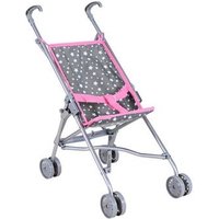 Puppenbuggy Sim mit Sternen zusammenklappbar grau/weiß/rosa 42x27x55cm Schiebehöhe 55cm von Knorrtoys