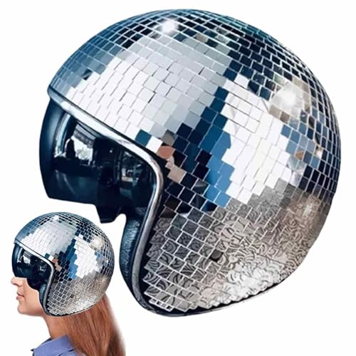 Disco Kugel Hut, Disco-ball Helm, Discokugel Hüte Mit Einziehbarem Visier, Disco Spiegel Glitzerball Helme, Glitzer-Spiegelglas-Diskokugel-Huthelm Für Damen Herren DJ Club Bühne Bar Party Hochzeit von Knowlife