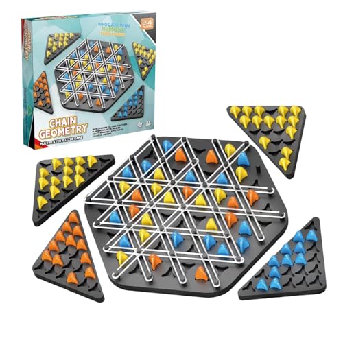 Ketten-Dreieck-Schachspiel, Gummiband-Brettspiel-Set,Triggle Spiel,Lustiges Ketten Dreieck Spiel,Chain Triangle Game,Strategie Brettspiele,Desktop Brettspiel für Familie, 2 Bis 4 Spieler von Knowlife