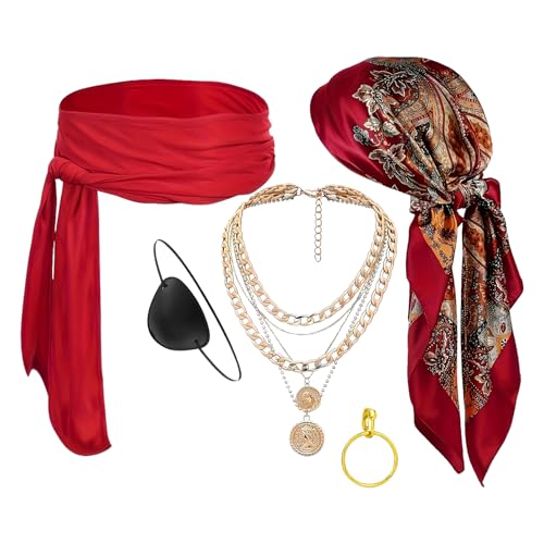 Knowlife Piratenkostüm Zubehör Für Männer,Kopftuch Schärpe Gürtel Kostüm Mit Ohrring Halskette - 5 Teile Rollenspiel Ausstattung Für Theateraufführungen Schulspiele Maskenbälle Knowlife Piratenkostüm Zubehör Für Männer,Kopftuch Schärpe Gürtel Kostüm Mit Ohrring Halskette - 5 Teile Rollenspiel Ausstattung Für Theateraufführungen Schulspiele Maskenbälle von Knowlife