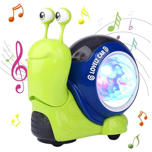 Luminous Snail Toy, 2025 Upgrade Electric Snail Toy Tummy Times Crawling Snail Toys Musical Toys with Light-up Music, Electric Musical Schnecke Spielzeug für Wilde Tiere, Interactive Sensory Toy Gift von Knowlife