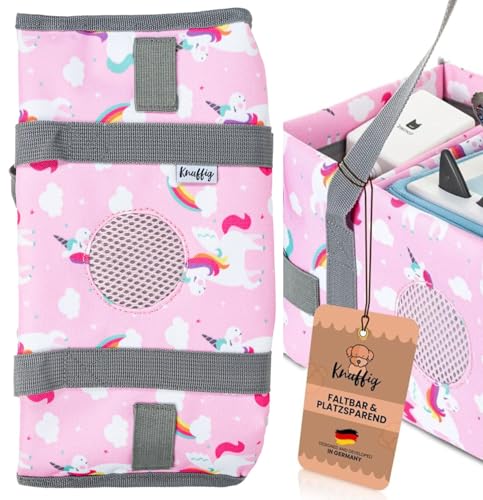 Knuffig Toniebox Tasche - Tragetasche für Toniebox & Zubehör, Aufbewahrung für Figuren, Musikbox Tasche für 2 Boxen, Abnehmbare Trennwände, Perfekt für Kinder & Reisen (Einhorn rosa) von Knuffig