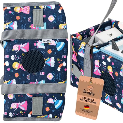 Knuffig Toniebox Tasche - Tragetasche für Toniebox & Zubehör, Aufbewahrung für Figuren, Musikbox Tasche für 2 Boxen, Abnehmbare Trennwände, Perfekt für Kinder & Reisen (Prinzessin) von Knuffig