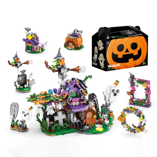 KoDeer 6-IN-1 Halloween Spukhaus Klemmbausteine Set, 6 Halloween Dekoration Bausatz Standard Bausteine Set von KoDeer