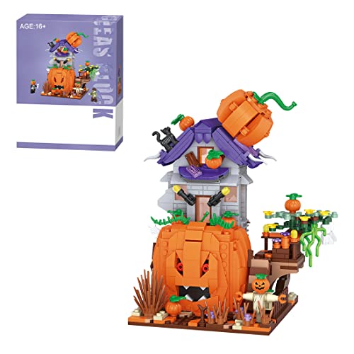 KoDeer Halloween Bausatz, 762 Teilen Kürbishaus Klemmbausteine Set, Mini Bausteine Nicht Kompatibel mit Lego von KoDeer