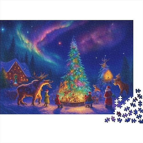 Christmas Eve Aurora 300-teiliges Puzzle für Erwachsene, 300 Teile, Weihnachtsstadt, Erwachsenenpuzzle, Familienspiele, unmögliche Herausforderungen von KoNsev