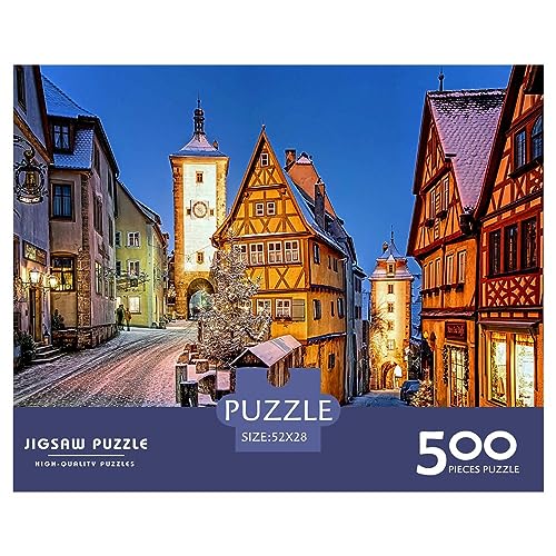 Christmas Town 500-teiliges Puzzlespiel für Erwachsene, Weihnachtshaus-Puzzles, Lernspiele, Level: Hart von KoNsev