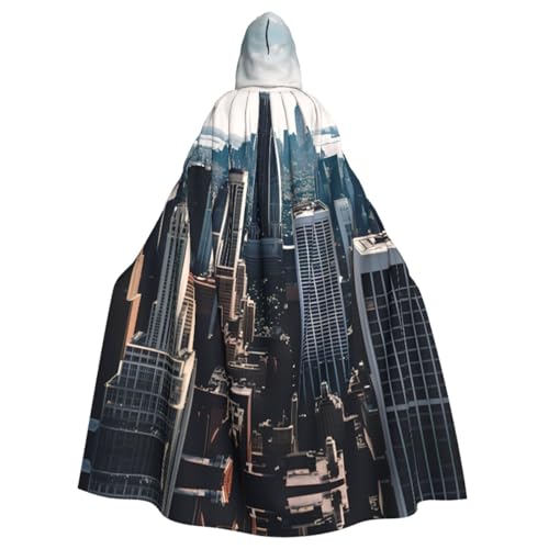 Empire State Building Kapuzenumhang Halloween Mittelalter Kostüm Erwachsene Cosplay Langer Umhang für Damen und Herren von KoNsev