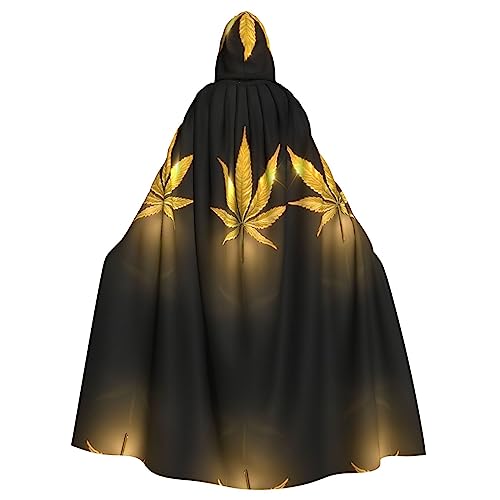 Goldener Cannabis 150 cm Kapuzenumhang Unisex Halloween Umhang für Teufel Hexe Zauberer Halloween Weihnachten Cosplay von KoNsev