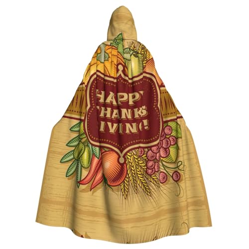 Kapuzenumhang mit Aufdruck "Happy Thanksgiving", lang, für Halloween, Cosplay, Kostüme, 150 cm, Karneval, Fasching, Cosplay von KoNsev