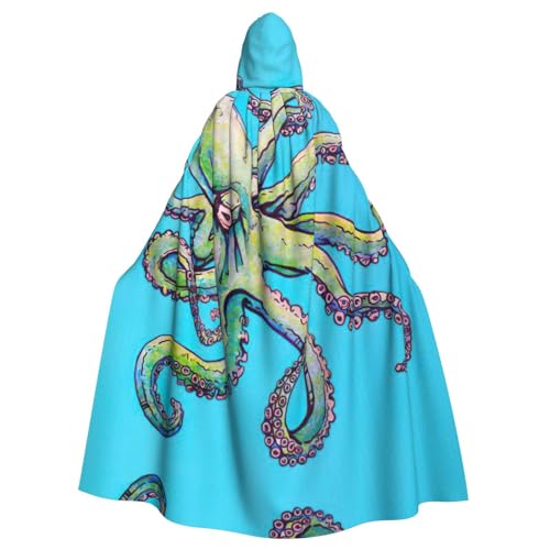 Kapuzenumhang mit Oktopus-Design, lang, für Halloween, Cosplay, Kostüme, 150 cm, Karneval, Fasching, Cosplay von KoNsev