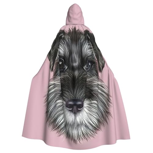 Kapuzenumhang mit Schnauzer-Hunde-Aufdruck, lang, für Halloween, Cosplay, Kostüme, 150 cm, Karneval, Fasching, Cosplay von KoNsev