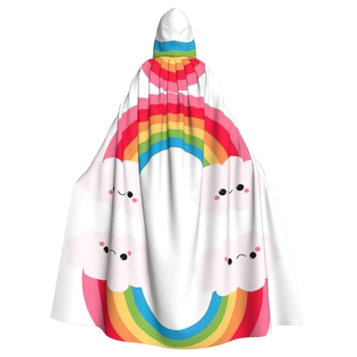 Kleiner Regenbogen, Kapuzenumhang, Halloween, Mittelalter-Kostüm, Erwachsene, Cosplay, langer Umhang für Damen und Herren von KoNsev