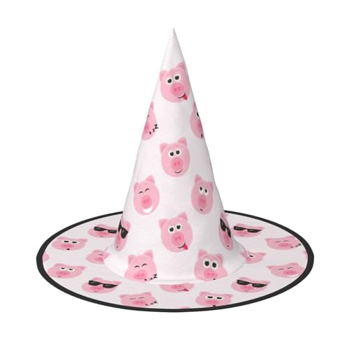 KoNsev Lustiger Hexenhut für Damen, Motiv: rosa Schweinegesicht, zum Aufhängen, Halloween, Hexenhut, Kostüm, Cosplay, Party, Mädchen, Hexenhüte, 1 Stück von KoNsev