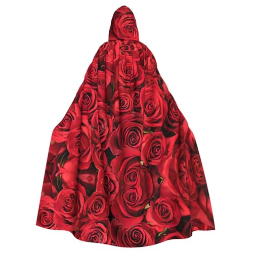 Rote Rose Kapuzenumhang Halloween Mittelalter Kostüm Erwachsene Cosplay Langer Umhang für Damen und Herren von KoNsev