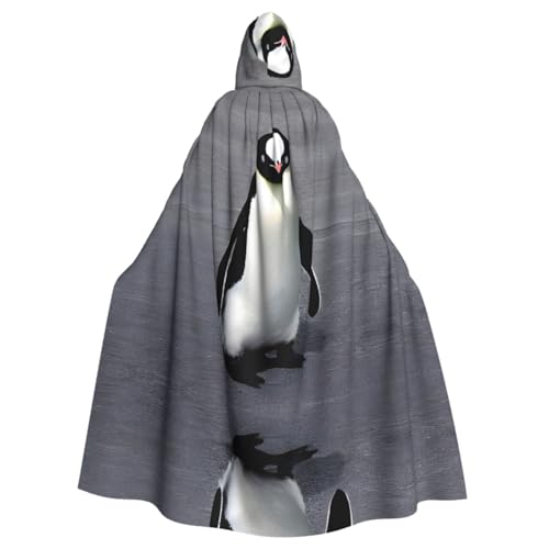 Süßer Pinguin-Umhang mit Kapuze, Halloween, Mittelalter-Kostüm, Erwachsene, Cosplay, langer Umhang für Damen und Herren von KoNsev