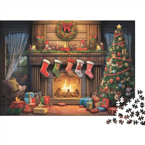 Weihnachtshaus-Puzzle, 300 Teile, Weihnachtsstadt-Puzzles für Erwachsene, 300 Teile, unmögliche Herausforderungen von KoNsev