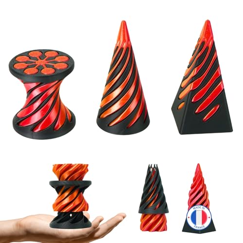 3er-Pack Anti-Stress Fidget Toys - Unmögliche Spiralen: Kegel, Pyramide und Zylinder im 3D-Druck - Geschenkideen für Kinder und Erwachsene, Leicht und Kompakt von Koala Studio