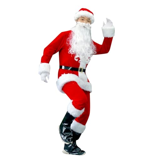 Angebote Tages Blitzangebote - Weihnachtsmann Mantel Weihnachten Deluxe Rotes Santa Claus Kostüm Nikolauskostüm XXL Weinachtsmannan Nikolaus Herren Costume Weihnachts Urlaub Party Cosplay Outfits von Kobilee