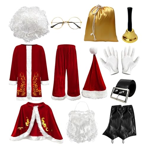 B Ware Retouren - Weinachtsmannan Kostüm Weihnachten Deluxe Rotes Weihnachtsmann Herren Weihnachtskostüm Mantel Nikolaus-Kostüm Nikolaus Weihnachtsma Weihnachts Urlaub Party Cosplay Outfits von Kobilee