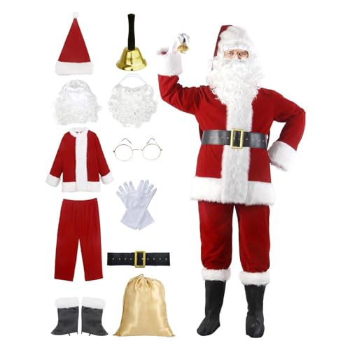 Black Friday Angebote 2024, Weihnachtsmann Kostüm Weihnachten Deluxe Rotes Santa Claus Costume Mantel Nikolaus Herren Weihnachtskostüm Weihnachtsm Weihnachtsfeier Urlaub Party Cosplay Outfits von Kobilee