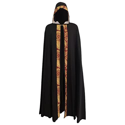 Kobilee Herrenkostüme für Halloween, Umhang mit Kapuze Halloween Cloak Schwarz mittelalter Zauberumhang Rot Karneval Gothic Kapuzenumhang Fasching mit Ärmeln Vampirkostüm Hexe Zauberer Cape Mantel von Kobilee