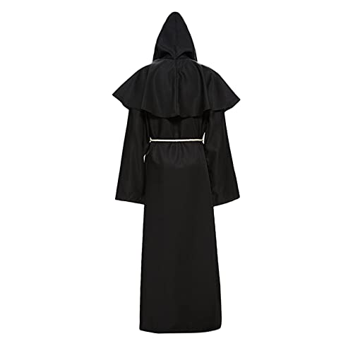 Kobilee Maxi Mantel, Teufelsumhang Schwarz Rot Zauberumhang mit Kapuze mittelalter Cloak Gothic Halloween Karneval Kapuzenumhang Zauberer Unisex Vampir Kostüm Maxi Fasching Mantel Vampirkostüm von Kobilee