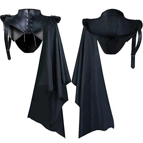 Kobilee Maxi Mantel Kapuzenumhang Gothic mit Kapuze Zauberumhang Karneval Halloween Umhang Rot Schwarz mittelalter Teufelsumhang Maxi Unisex Teufel Kostüm Erwachsene Fasching Mantel Gewand von Kobilee