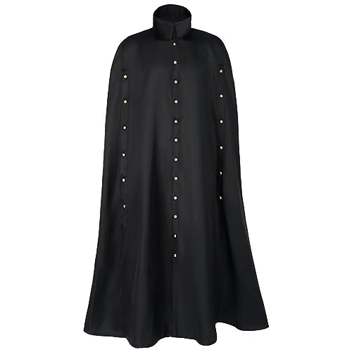 Kobilee Maxi Mantel - Kapuzenumhang mit Kapuze Schwarz Umhang mittelalter Halloween Teufelsumhang Rot Gothic Karneval Cloak mit Ärmeln Fasching Vampirkostüm Hexe Zauberer Vampir Kostüm Mantel von Kobilee