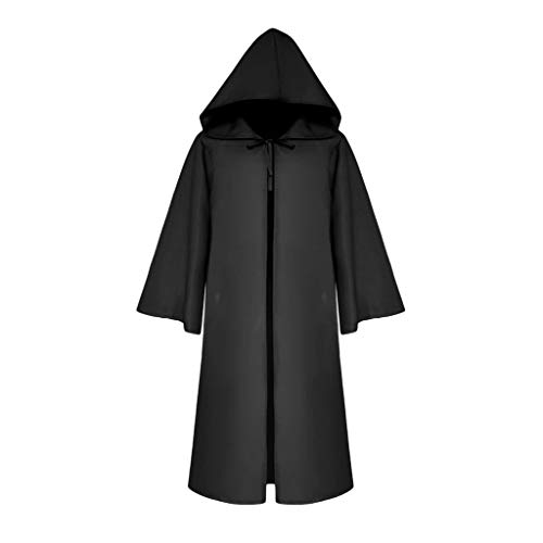 Kobilee Maxi Mantel - Teufelsumhang Karneval Schwarz Kapuzenumhang mit Kapuze mittelalter Umhang Gothic Rot Halloween Zauberumhang Fasching Unisex Cape Maxi mit Ärmeln Teufel Kostüm Vampirkostüm von Kobilee