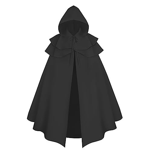 Kobilee Umhang mit Ärmeln - Umhang Halloween mittelalter Teufelsumhang Gothic Schwarz Kapuzenumhang mit Kapuze Karneval Rot Cloak Hexe Maxi Faschingskostüme mit Ärmeln Fasching Vampir Kostüm Mantel von Kobilee