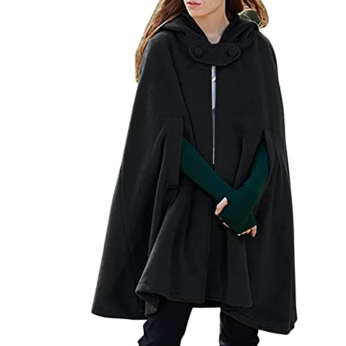 Kobilee Umhang mit Ärmeln: Kapuzenumhang Halloween mittelalter Teufelsumhang Gothic Rot Zauberumhang mit Kapuze Schwarz Karneval Cloak Zauberer mit Ärmeln Vampirkostüm Unisex Erwachsene Mantel Cape von Kobilee