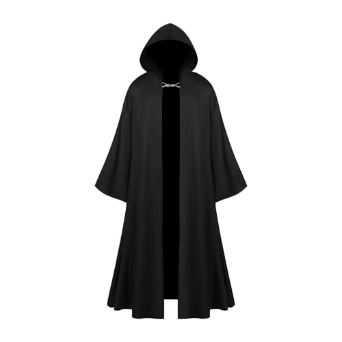 Kobilee Umhang mittelalter Kapuzenumhang Halloween Karneval Cloak Schwarz Gothic Umhang mittelalter mit Kapuze Rot Teufelsumhang mit Ärmeln Zauberer Vampir Kostüm Unisex Hexe Gewand Faschingskostüme von Kobilee