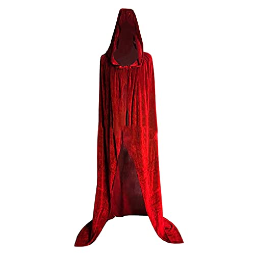 Kobilee Vampir Kostüm Herren, Umhang Schwarz Gothic Kapuzenumhang Rot Karneval Cloak mit Kapuze Halloween mittelalter Zauberumhang mit Ärmeln Erwachsene Vampir Kostüm Unisex Maxi Cape Mantel von Kobilee