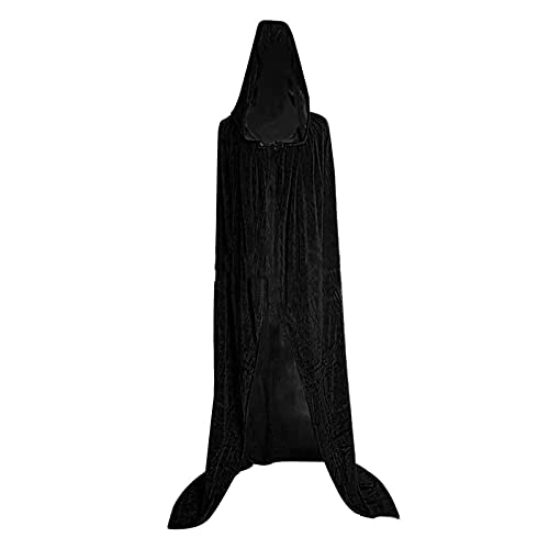 Kobilee Vampir Kostüm Herren, Umhang Schwarz Gothic Kapuzenumhang Rot Karneval Cloak mit Kapuze Halloween mittelalter Zauberumhang mit Ärmeln Erwachsene Vampir Kostüm Unisex Maxi Cape Mantel von Kobilee