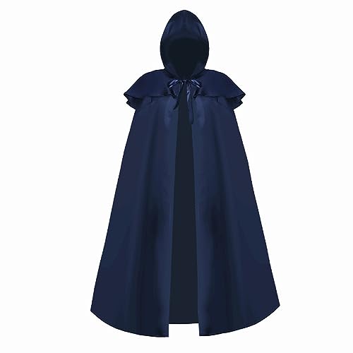 Kobilee Vampir Kostüm Herren Umhang Karneval Gothic Cloak Halloween Rot Teufelsumhang mit Kapuze Schwarz mittelalter Kapuzenumhang Hexe Maxi Cape Fasching Zauberer Gewand Mantel von Kobilee