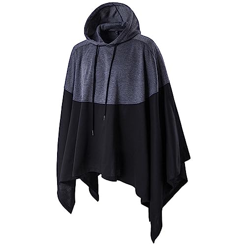 Kobilee Vampir Kostüm Mann: Cloak mit Kapuze mittelalter Umhang Schwarz Gothic Teufelsumhang Karneval Halloween Rot Zauberumhang Erwachsene Hexe Teufel Kostüm Fasching Maxi Cape Vampirkostüm von Kobilee