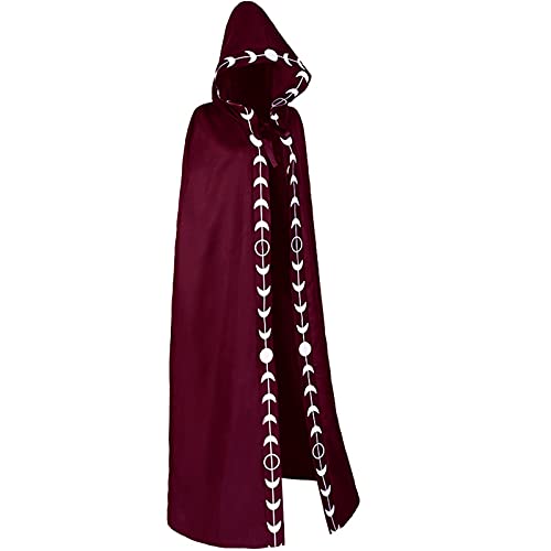 Kobilee Vampir Kostüm Mann: Teufelsumhang Karneval Schwarz Kapuzenumhang Gothic Rot Cloak Halloween mittelalter mit Kapuze Umhang Erwachsene Hexe Teufel Kostüm Unisex Fasching Gewand Vampirkostüm von Kobilee