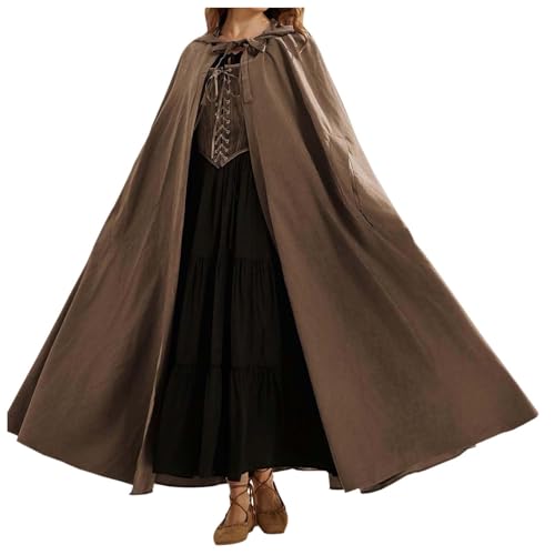 Kobilee Wikinger Umhang Herren, Teufelsumhang Rot mit Kapuze Kapuzenumhang Halloween Karneval Cloak mittelalter Gothic Schwarz Umhang Erwachsene Maxi Gewand Unisex mit Ärmeln Cape Faschingskostüme von Kobilee