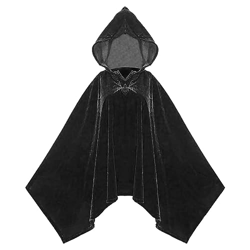 Kobilee Wikinger Umhang Herren Cloak Gothic mit Kapuze Zauberumhang Halloween mittelalter Kapuzenumhang Karneval Rot Schwarz Umhang Unisex Maxi Mantel mit Ärmeln Hexe Vampirkostüm Faschingskostüme von Kobilee