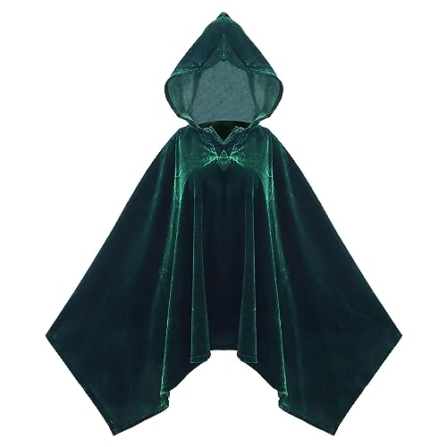 Kobilee Wikinger Umhang Herren Cloak Gothic mit Kapuze Zauberumhang Halloween mittelalter Kapuzenumhang Karneval Rot Schwarz Umhang Unisex Maxi Mantel mit Ärmeln Hexe Vampirkostüm Faschingskostüme von Kobilee