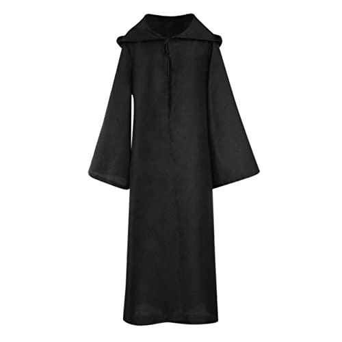 Kobilee Wikinger Umhang Herren: Umhang Gothic mittelalter Teufelsumhang Karneval Rot Kapuzenumhang Schwarz mit Kapuze Halloween Cloak Hexe Maxi Gewand mit Ärmeln Zauberer Cape Teufel Kostüm von Kobilee