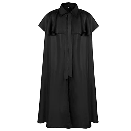 Kobilee Zauberer Umhang Erwachsene - Kapuzenumhang Karneval Schwarz Teufelsumhang mittelalter Rot Zauberumhang mit Kapuze Gothic Halloween Cloak Maxi mit Ärmeln Gewand Hexe Zauberer Vampir Kostüm Cape von Kobilee