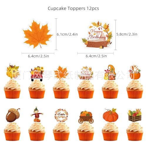 KOBOKO 13 Stück Happy Birthday Tortendeko Herbst, Herbst Geburtstagsdeko Torten Deko, Cake Topper Geburtstag Herbst, Tortendeko Geburtstag Herbst, Happy Birthday Cake Topper von Koboko